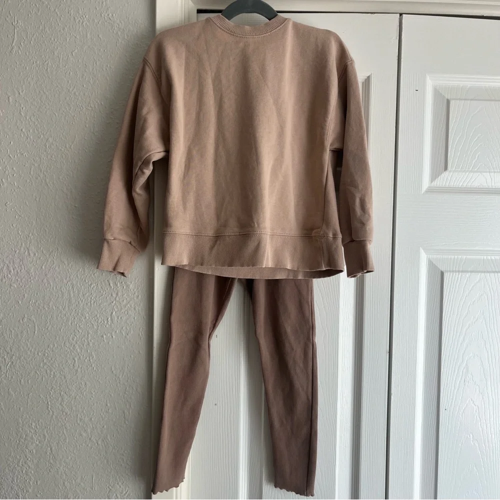 Zara girls 5-6 mauve plush sweater + ribbed leggings matching sets